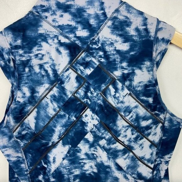 Lululemon Light Speed Running Vest Blue Tie Dye Size 2 Stretch Jacket Run Coat - Picture 9 of 11